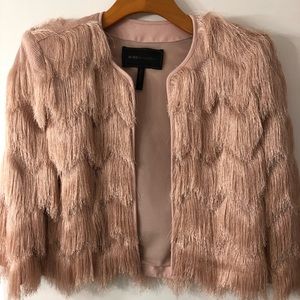 Bcbg blush fringe jacket